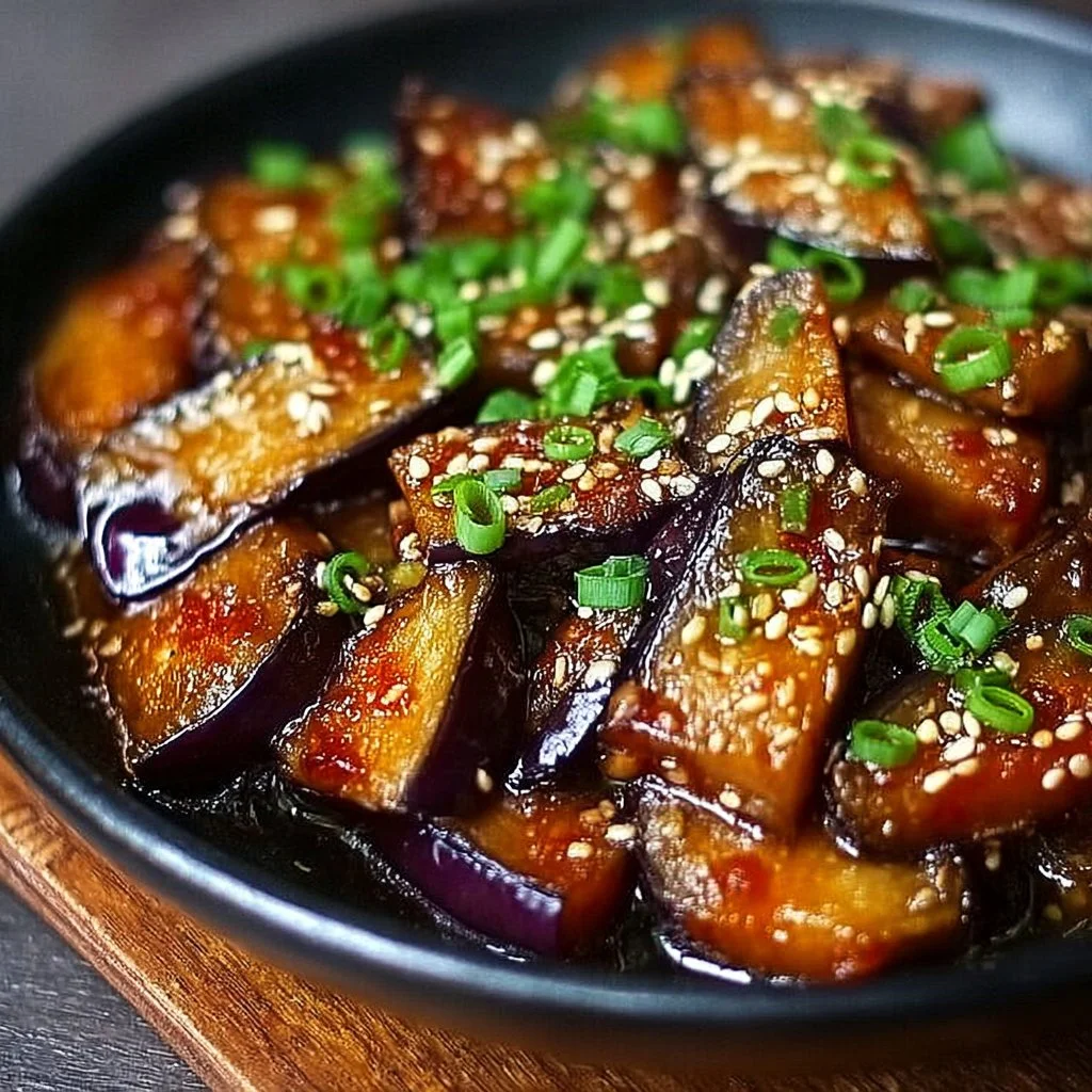 Half-Sliced Miso-Glazed Eggplant with Sesame Seeds