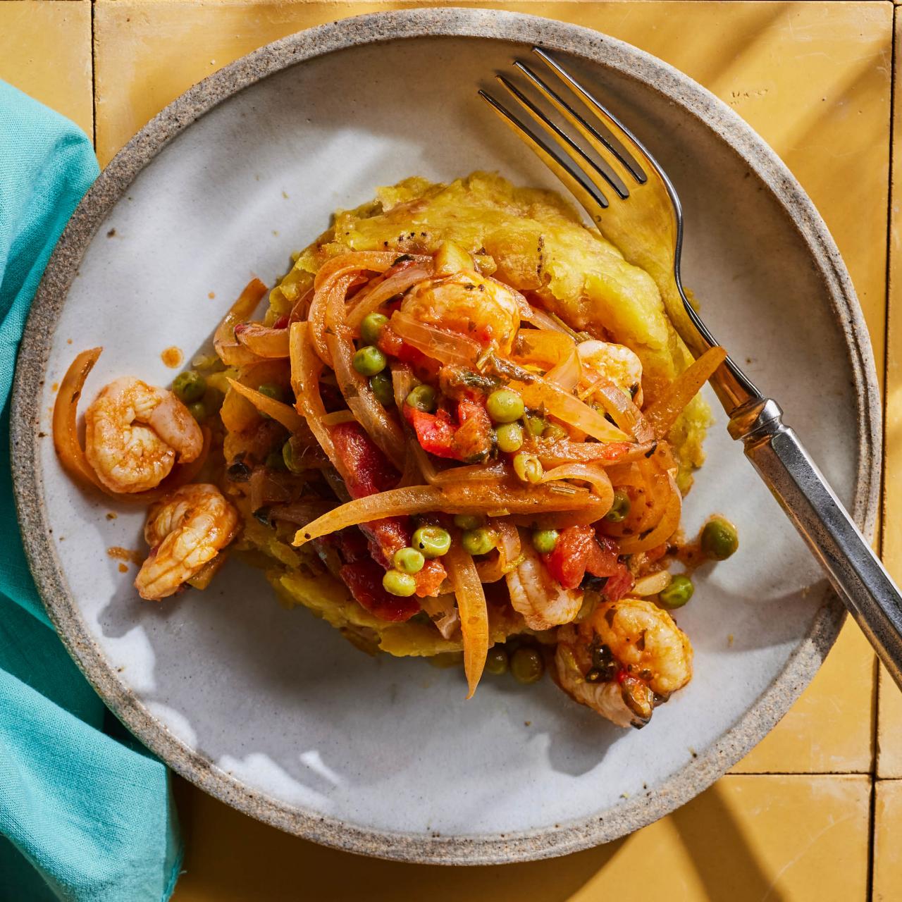 Baked Mofongo-Stuffed Plantains with Garlic Shrimp