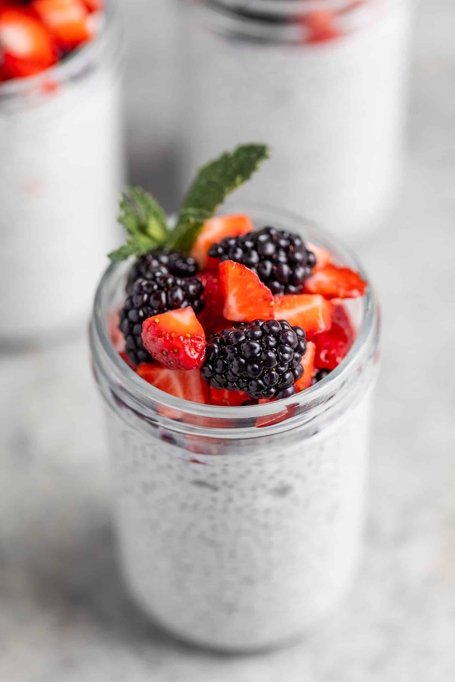 No-Bake Chia Seed Pudding with Vanilla and Mixed Berries