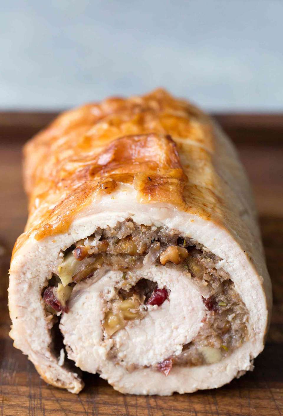 Blue Cheese and Walnut-Stuffed Pork Tenderloin with Cranberry Glaze