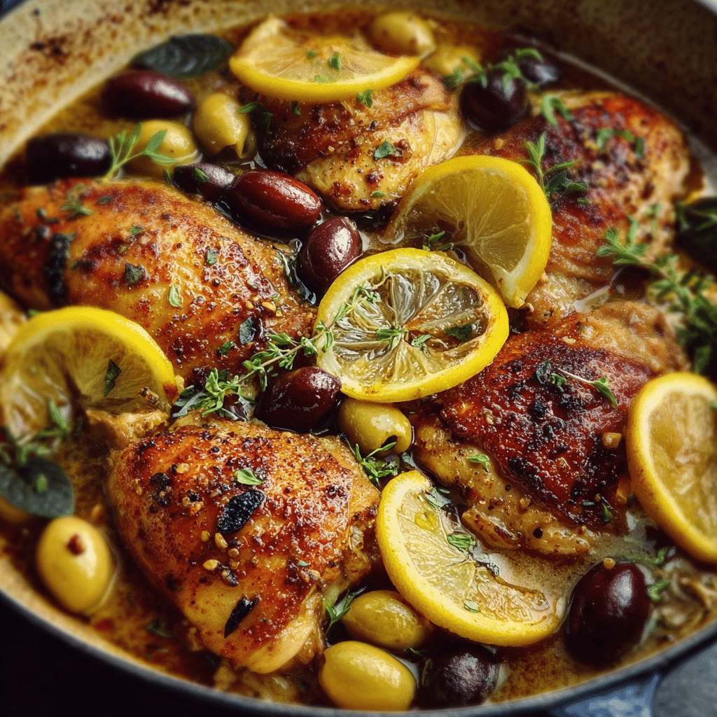 Slow-Roasted Mediterranean Chicken with Preserved Lemon and Olives