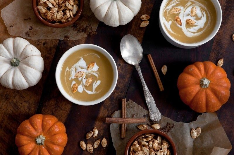 Four-Spice Pumpkin Soup with Toasted Nut Garnish