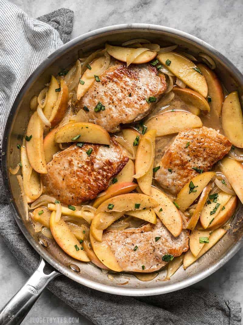 Pan-Seared Pork Chops with Four-Spice Apple Compote