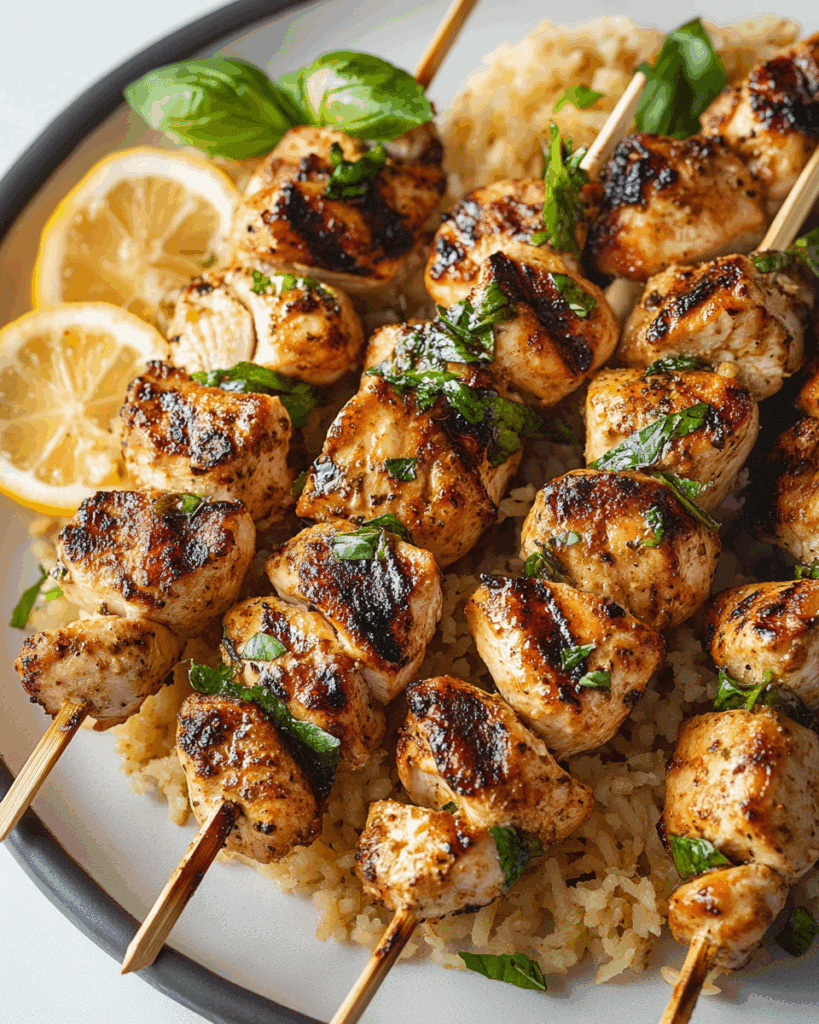 Grilled Lemon-Basil Chicken Skewers