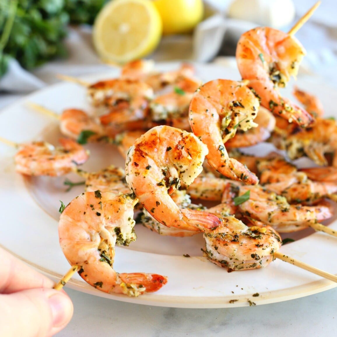 Grilled Lemon-Garlic Shrimp Skewers with Fresh Parsley