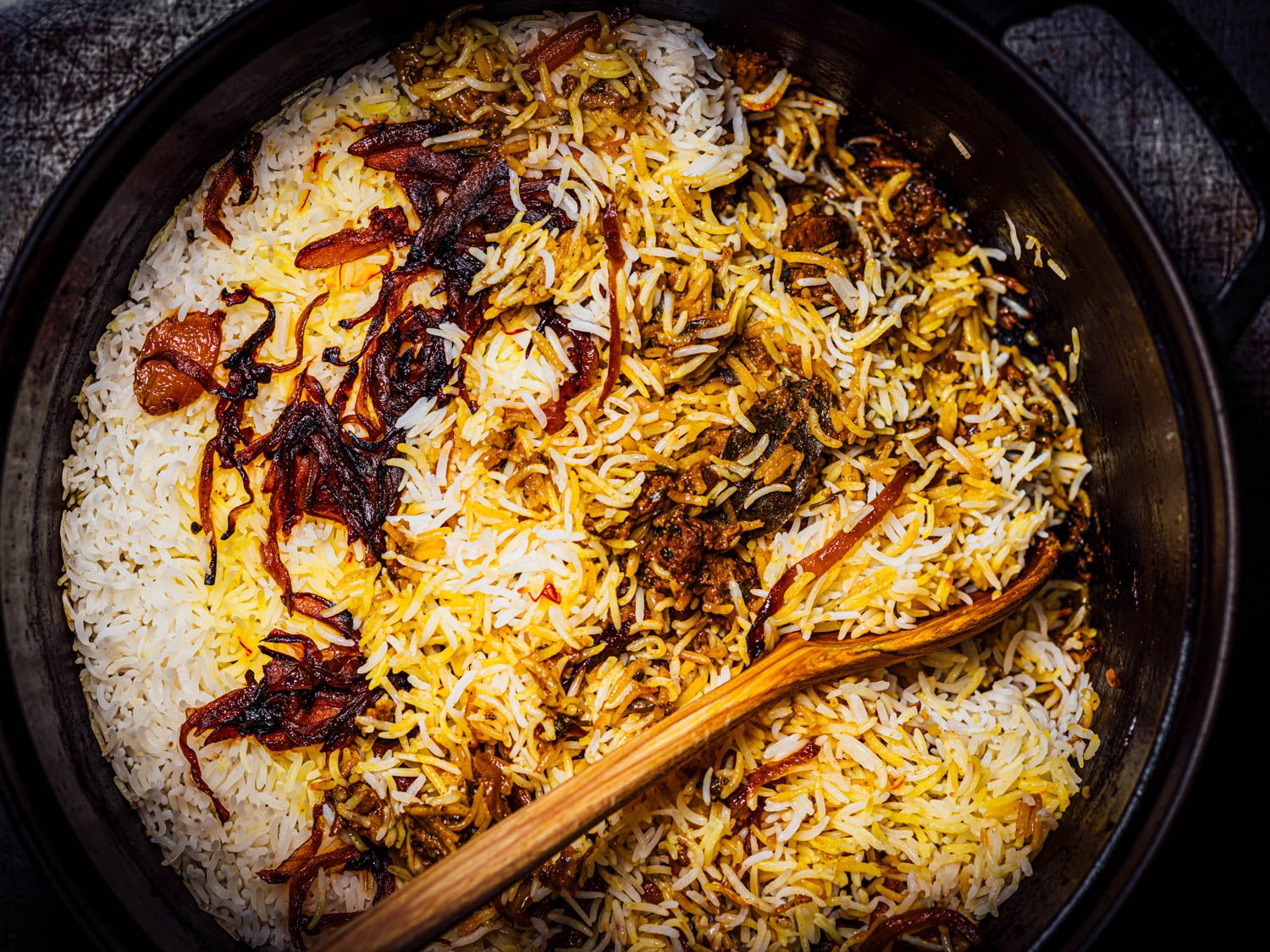 Saffron-Infused Chicken Biryani with Caramelized Onions