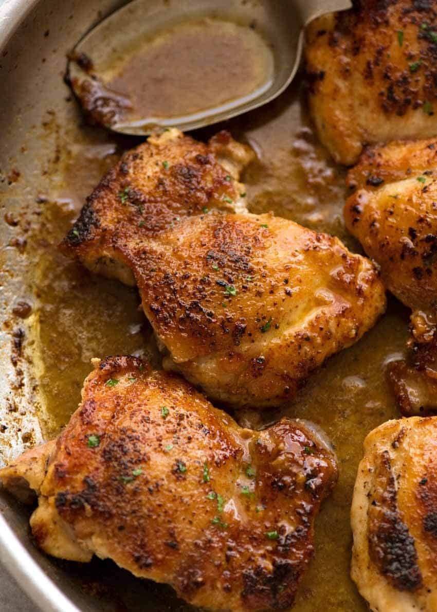 Baked Cheddar-Stuffed Chicken Thighs with Garlic Butter