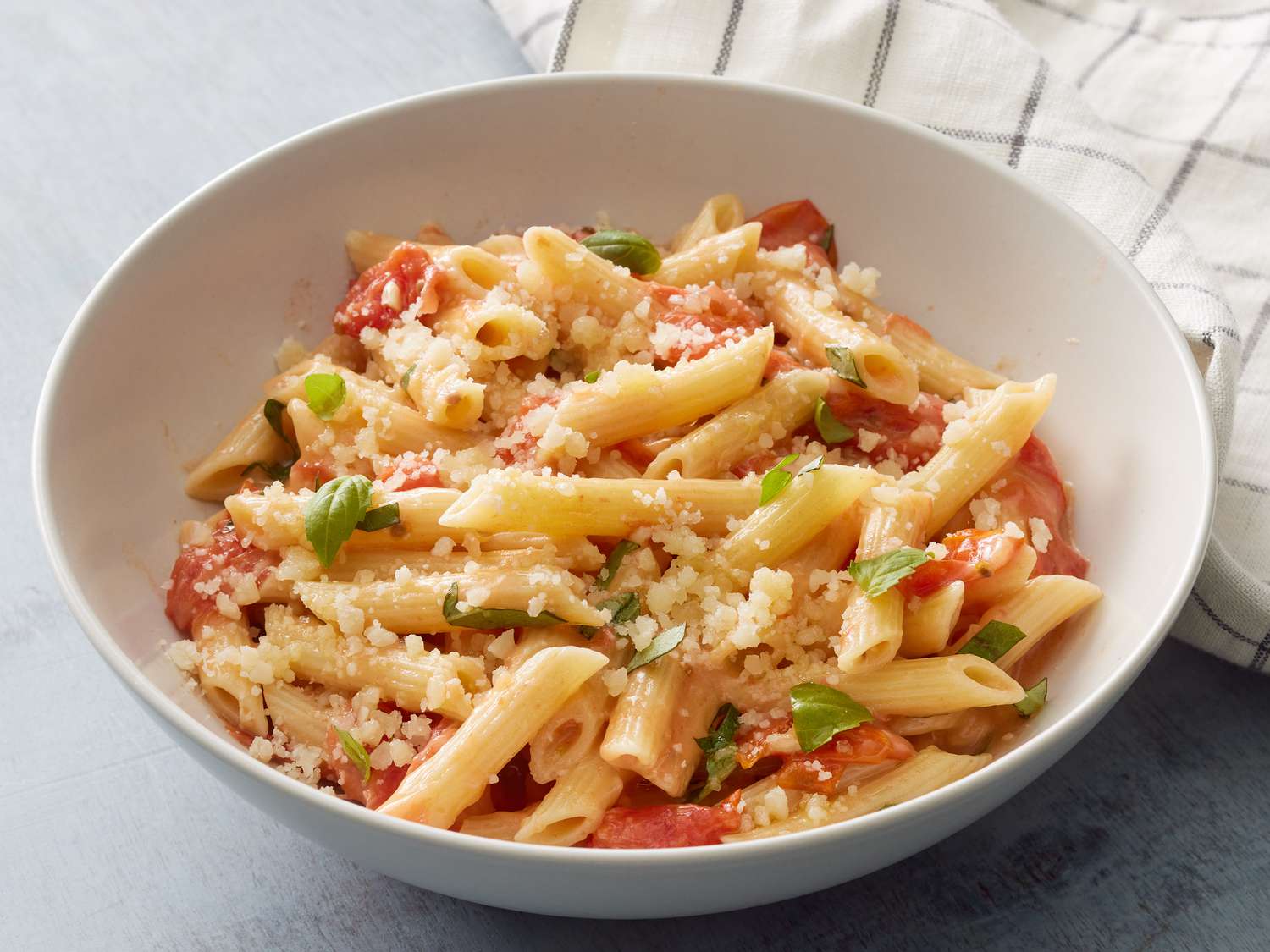 Tomato-Basil Penne Tossed in Roasted Garlic Olive Oil