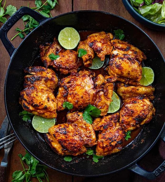 Pan-Seared Chile-Lime Chicken Thighs with Pickled Red Onions