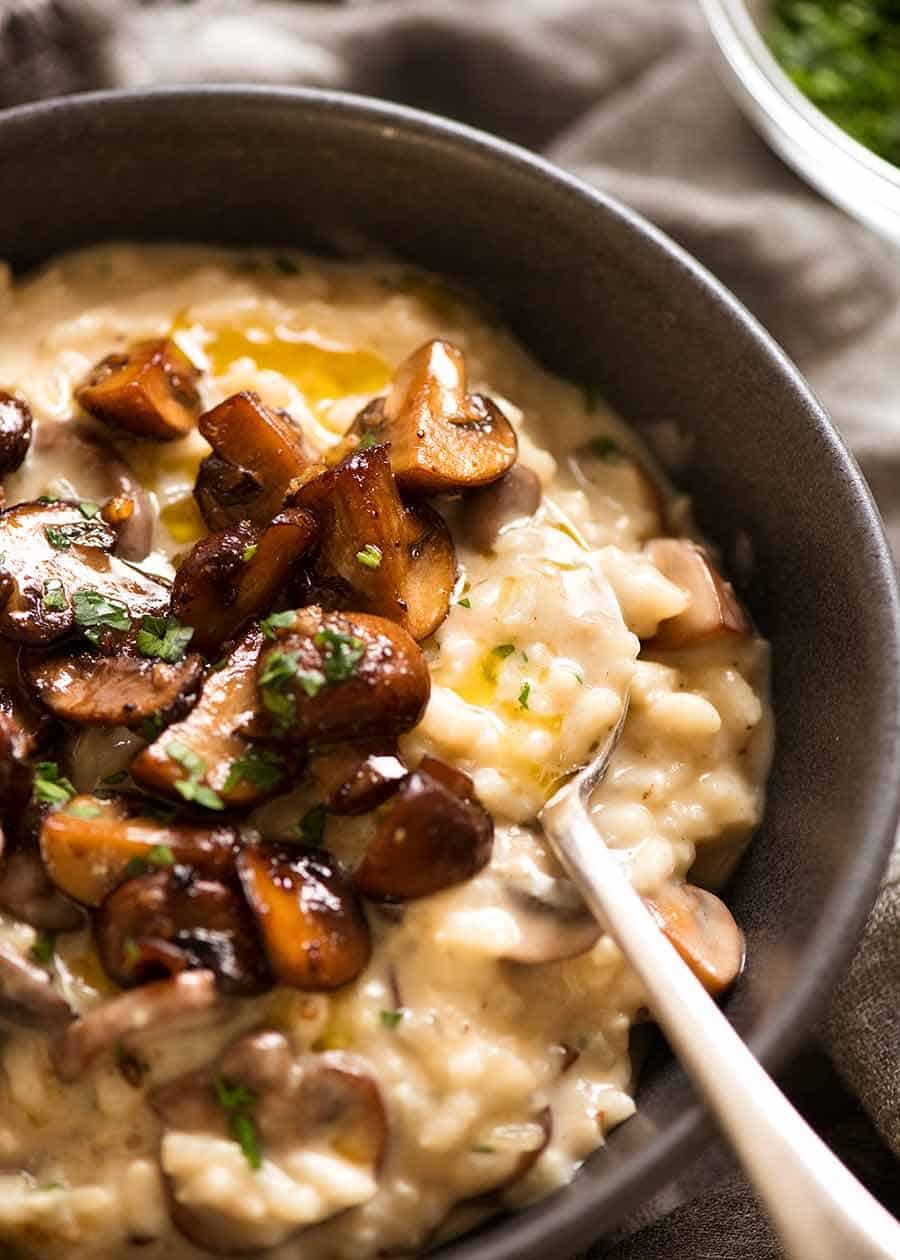 Open-World Inspired Roasted Mushroom and Spinach Risotto