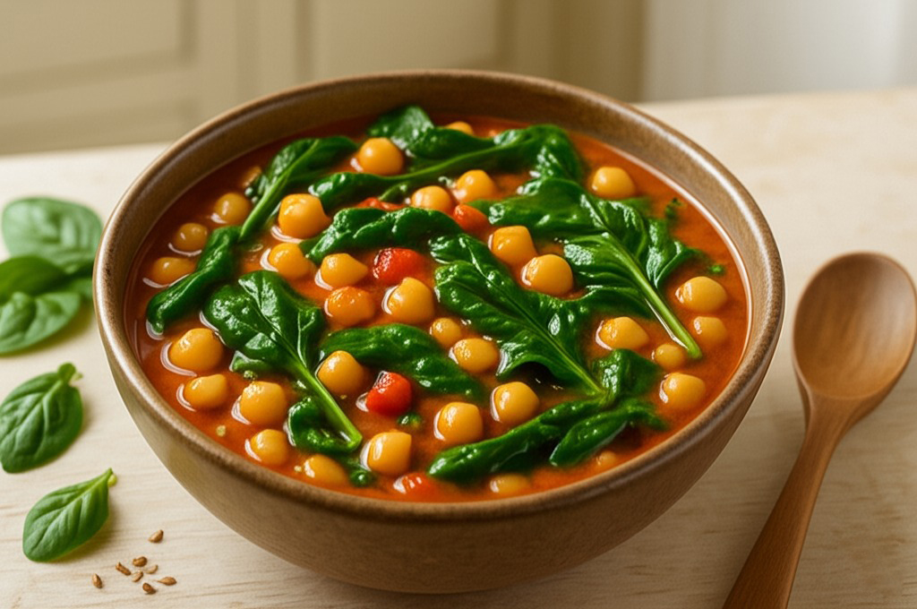 Iron-Rich Spinach and Chickpea Stew for Lactating Mothers