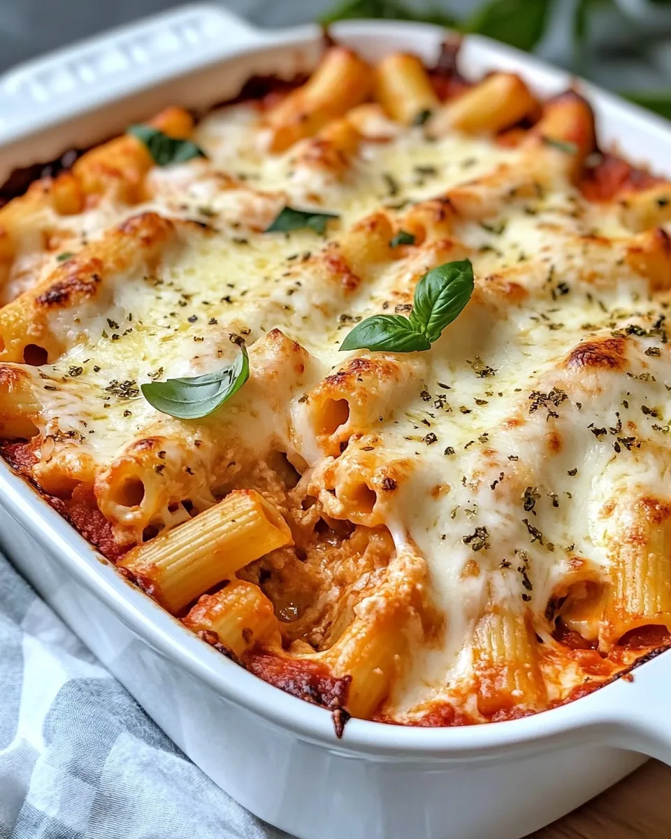 Baked Four-Cheese Ziti with Roasted Garlic
