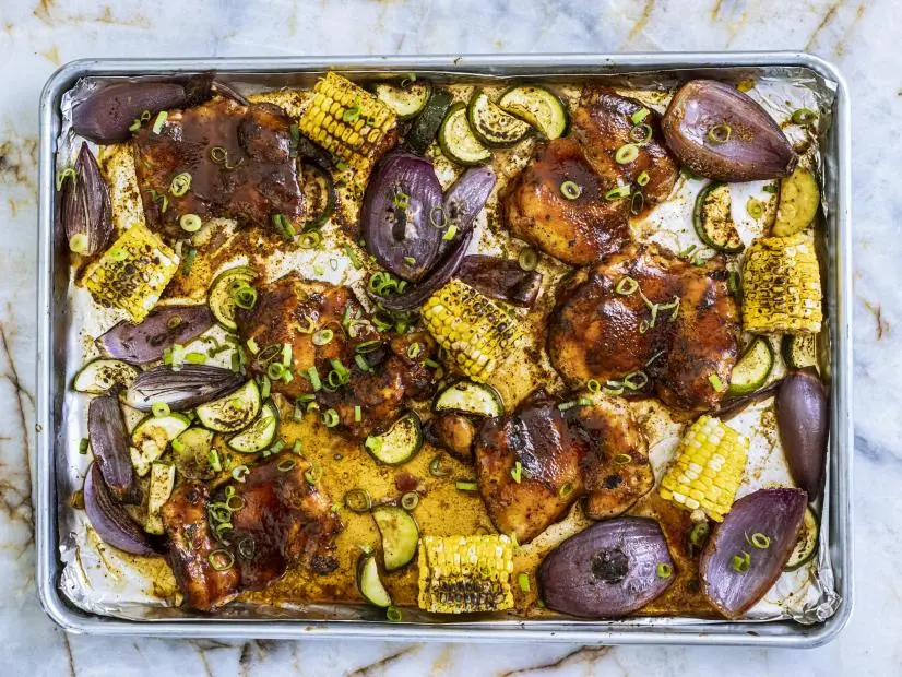 Sheet Pan Spiced BBQ Chicken Thighs