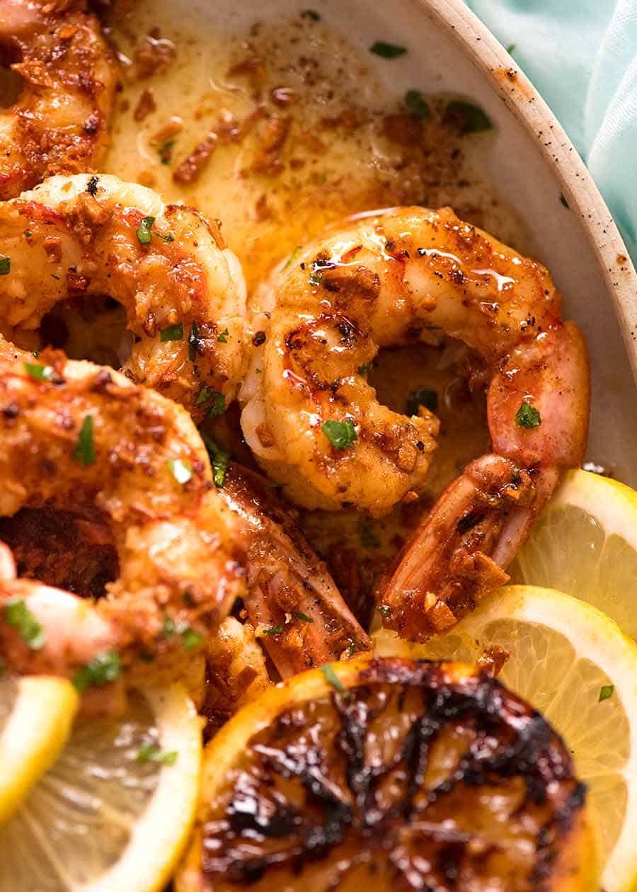 Lemon-Garlic Grilled Shrimp with Fresh Herb Chimichurri