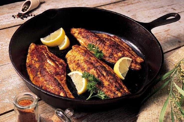 Pan-Seared Catfish with Cajun-Spiced Cornbread Crumble