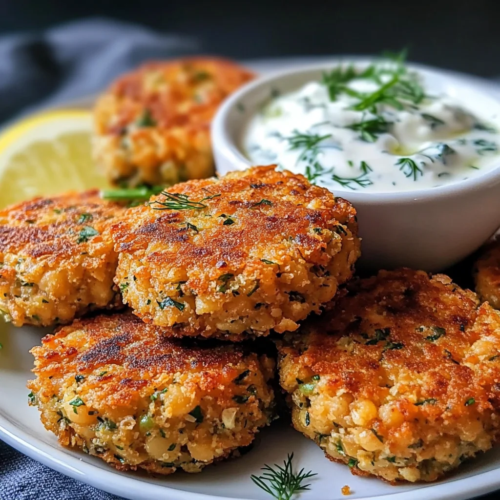 Spiced Pan-Fried Chickpea Patties with Yogurt Sauce