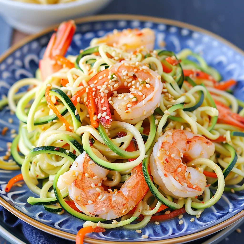 Stir-Fried Shrimp with Zucchini Noodles and Cashew Sauce