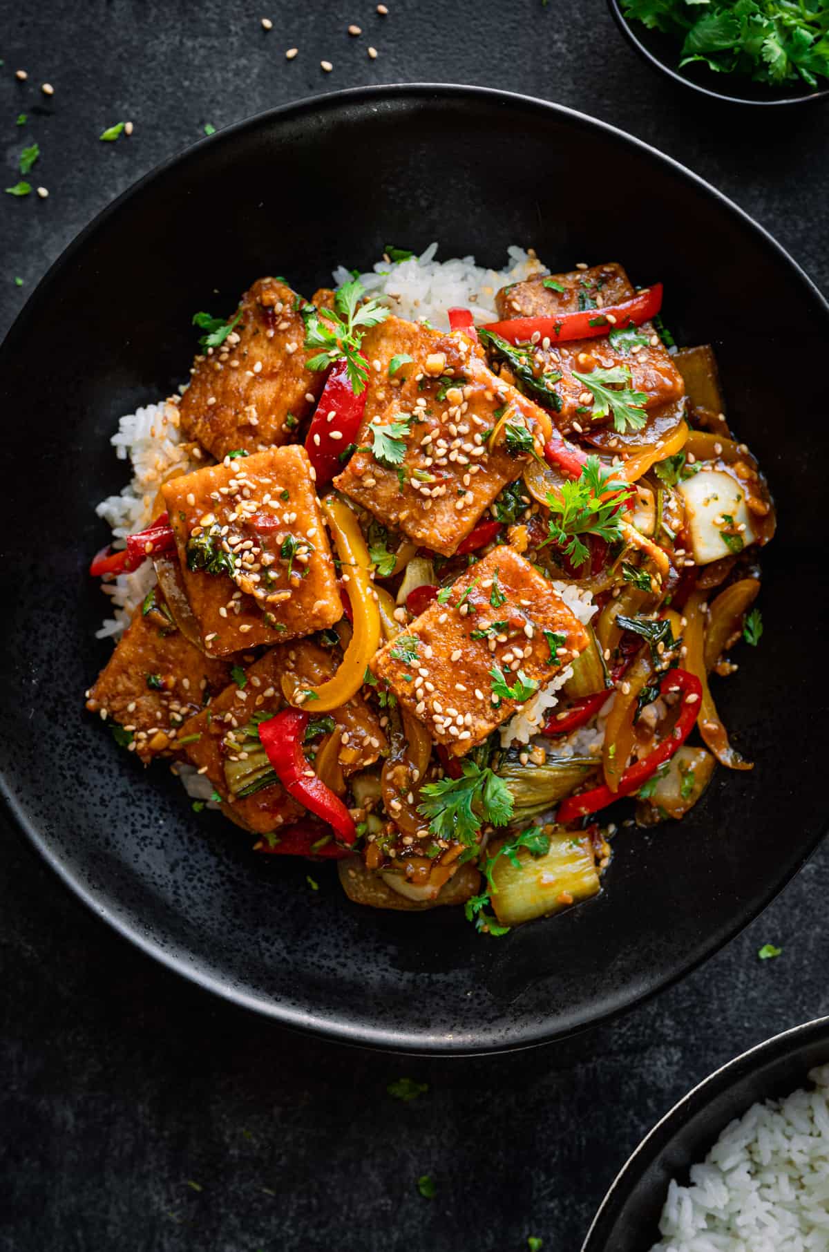 Spicy Korean-Inspired Stir-Fried Tofu with Sesame and Scallions