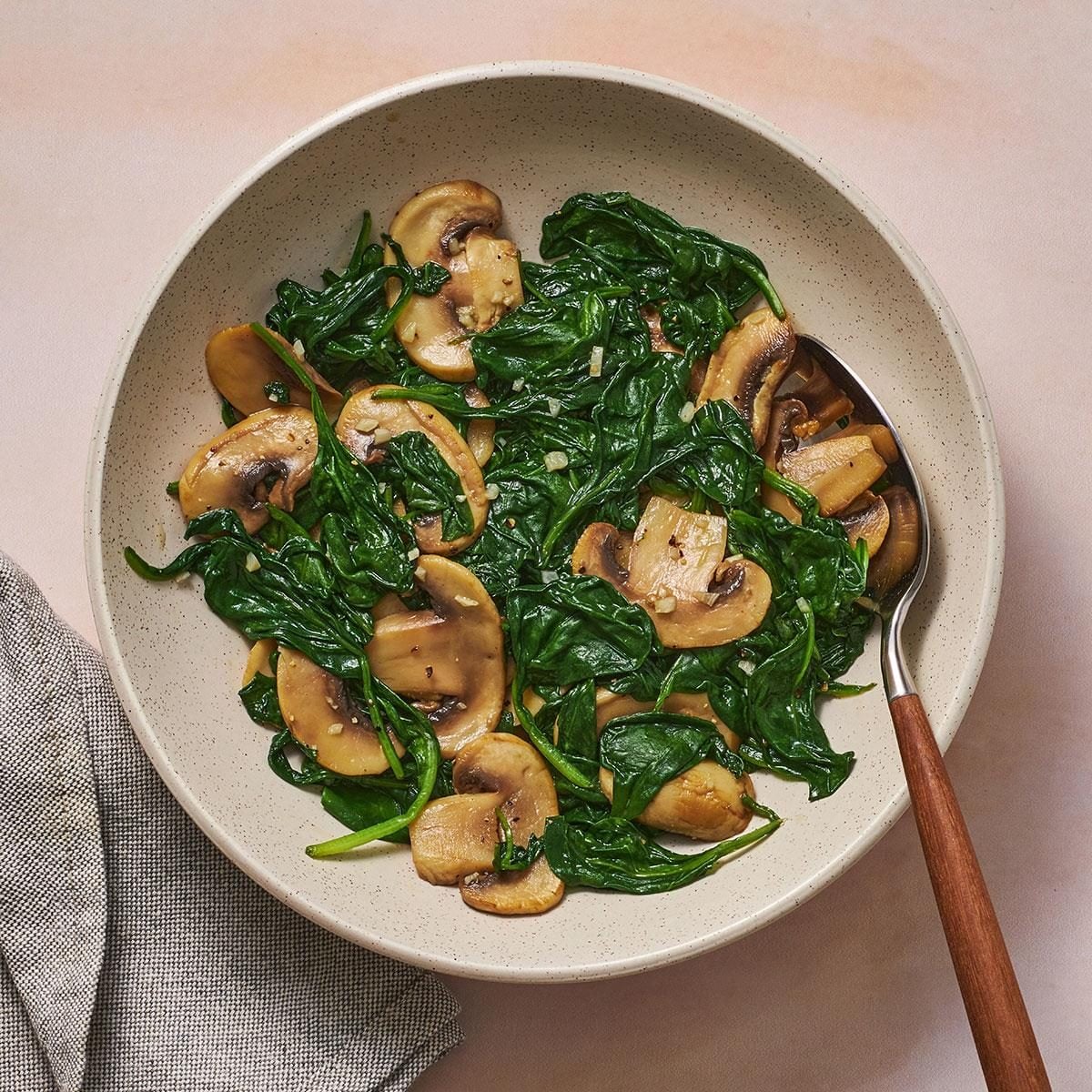 Sautéed Spinach and Mushroom Jazz Bowl with Toasted Quinoa