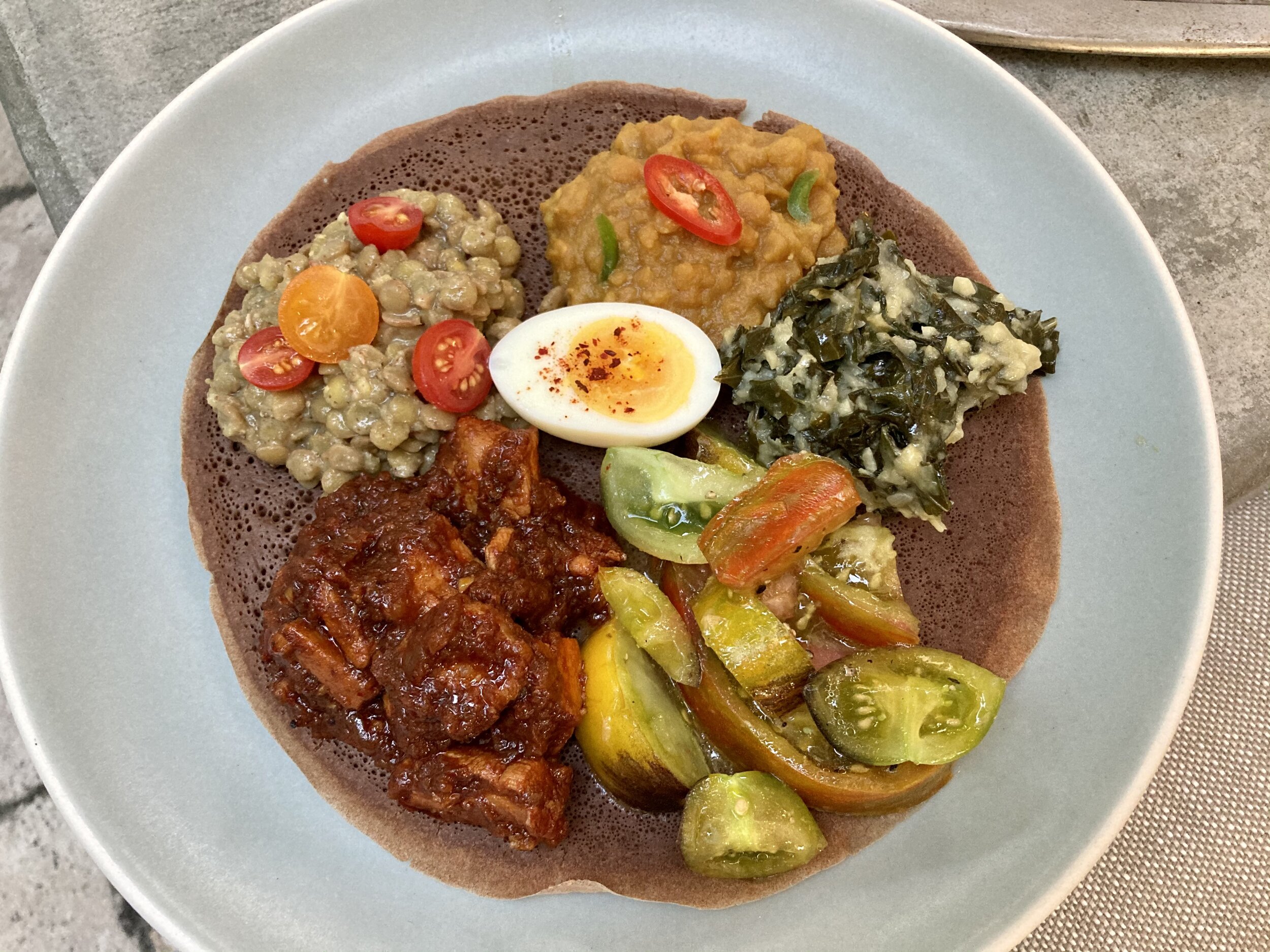Sautéed Berbere-Spiced Lentils with Injera Crumble