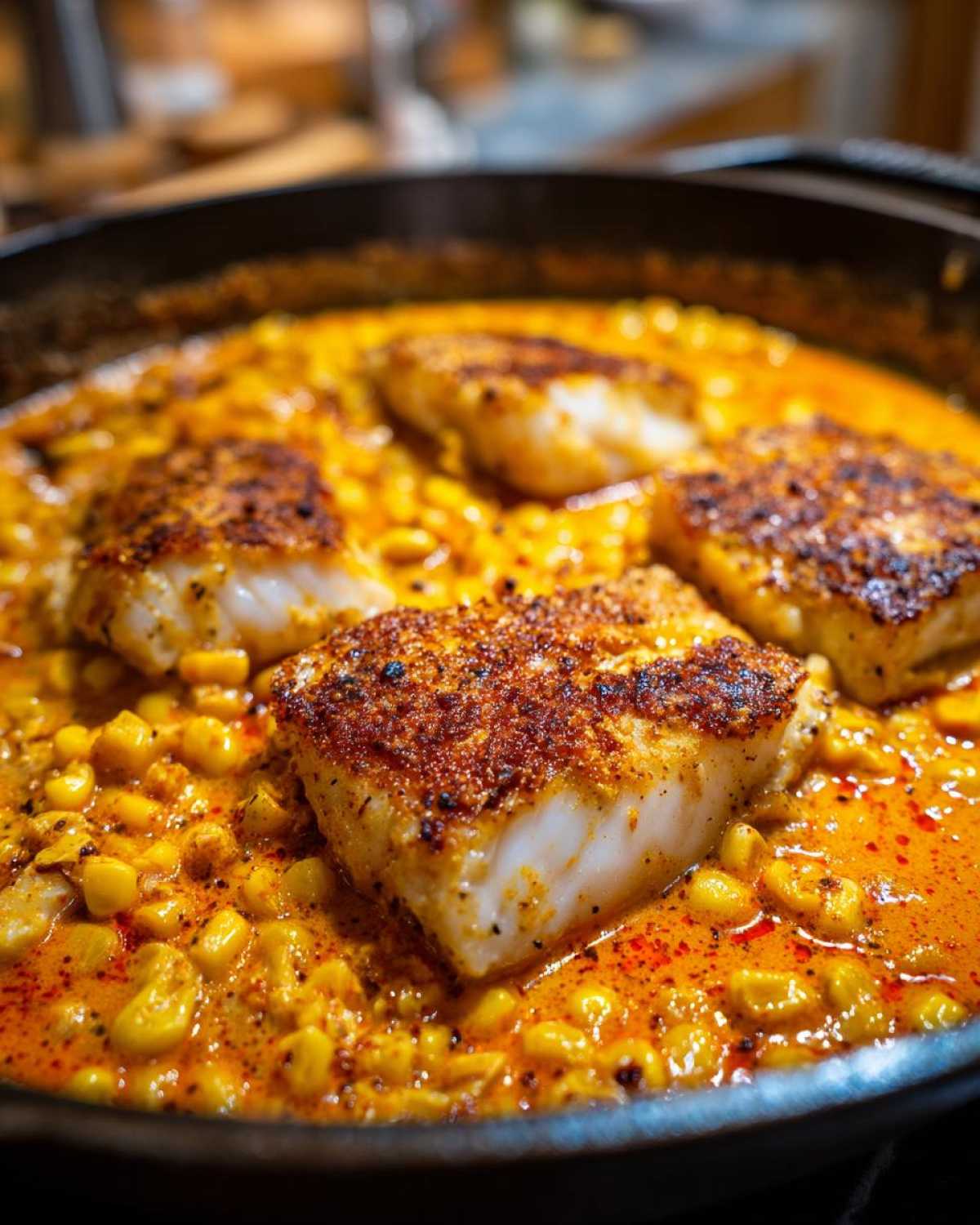 Pan-Seared Catfish with Spicy Corn and Black Bean Succotash