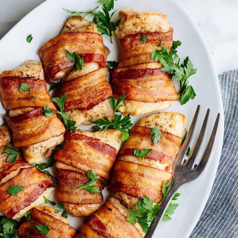 Crispy Bacon-Wrapped Chicken Thighs with Garlic Butter
