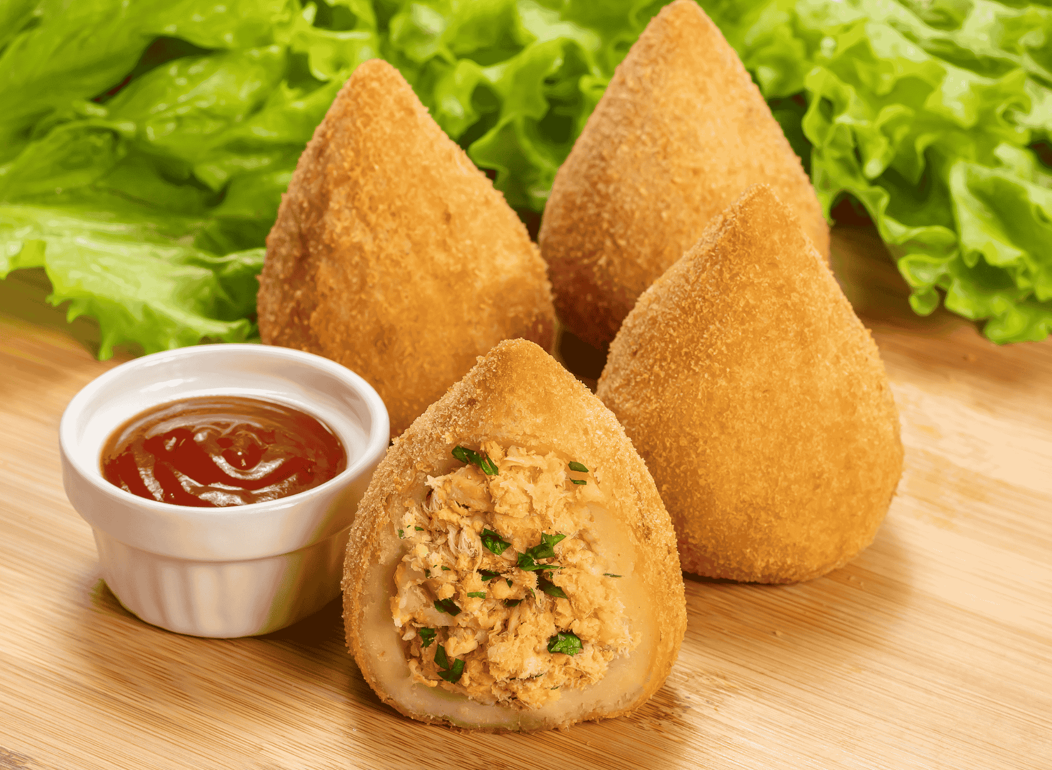 Deep-Fried Coxinha with Shredded Chicken Filling