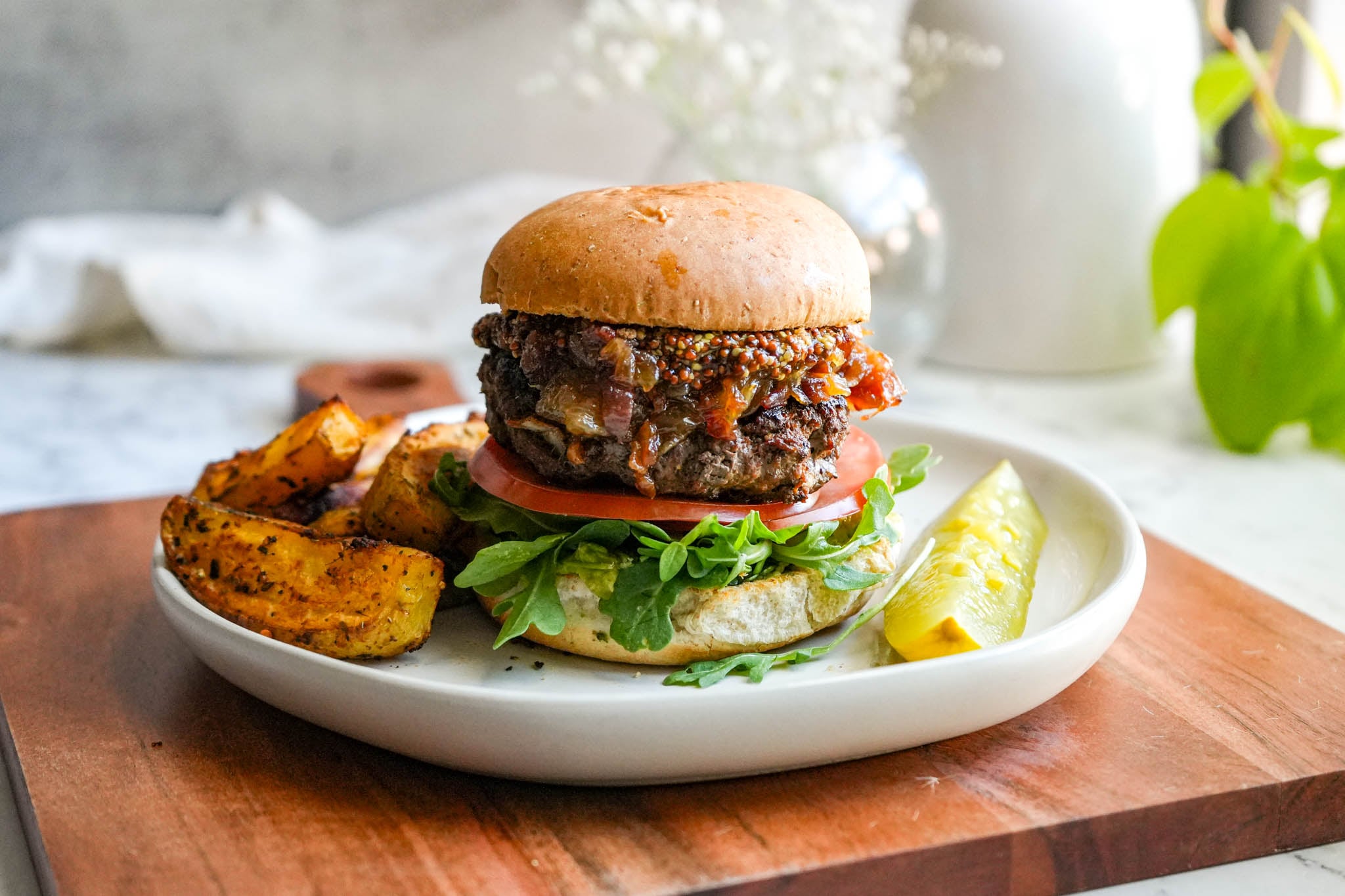 Smoked Bison Burgers with Chamomile-Cocoa Salt