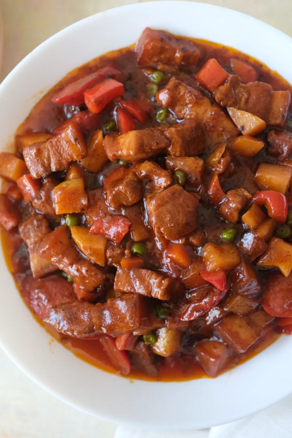 Pork Menudo Stew with Tomato and Potatoes