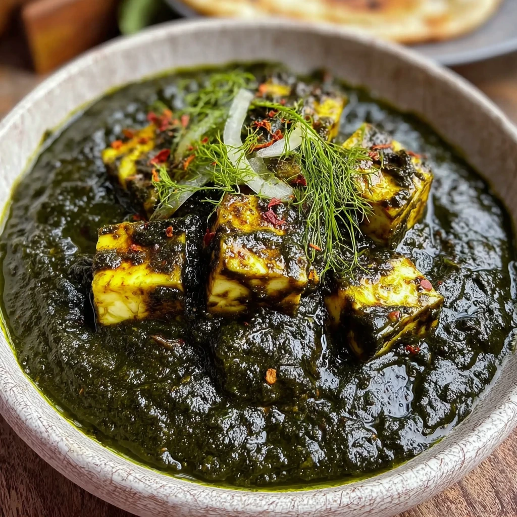 Palak Paneer Simmered in Creamy Spinach Sauce