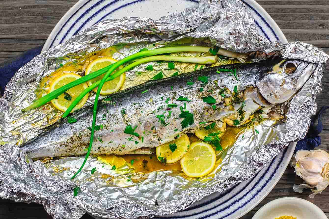 Oven-Roasted Spanish Mackerel with Garlic, Lemon, and Thyme