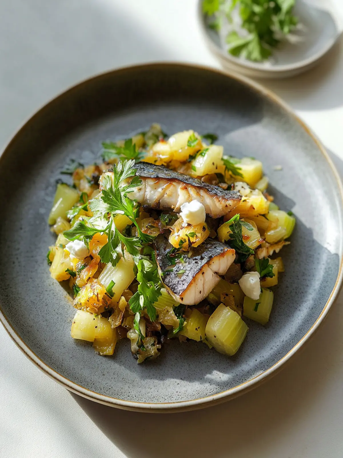 Smoked Mackerel and Leek Hash with Horseradish Cream
