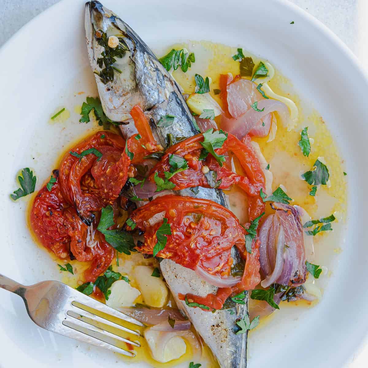 Pan-Seared Mackerel with Tomato and Olive Tapenade