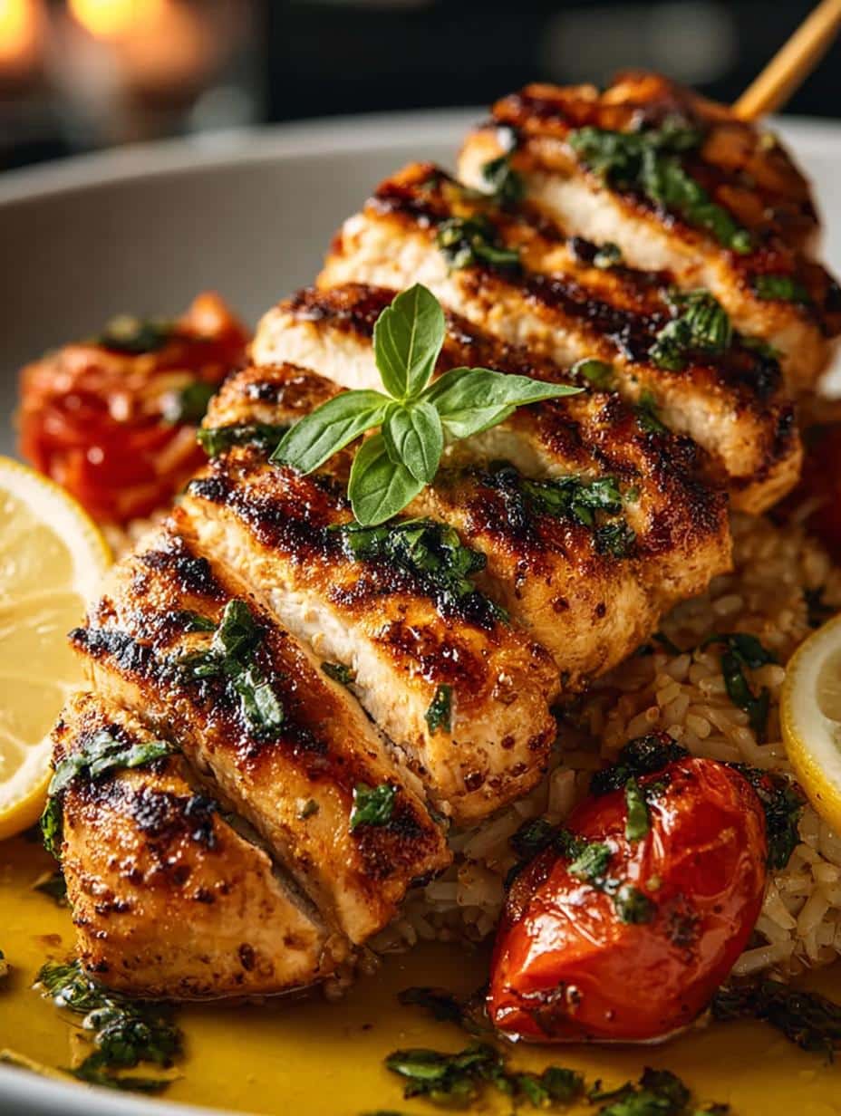 Lemon-Basil Chicken Skewers with Honey Glaze