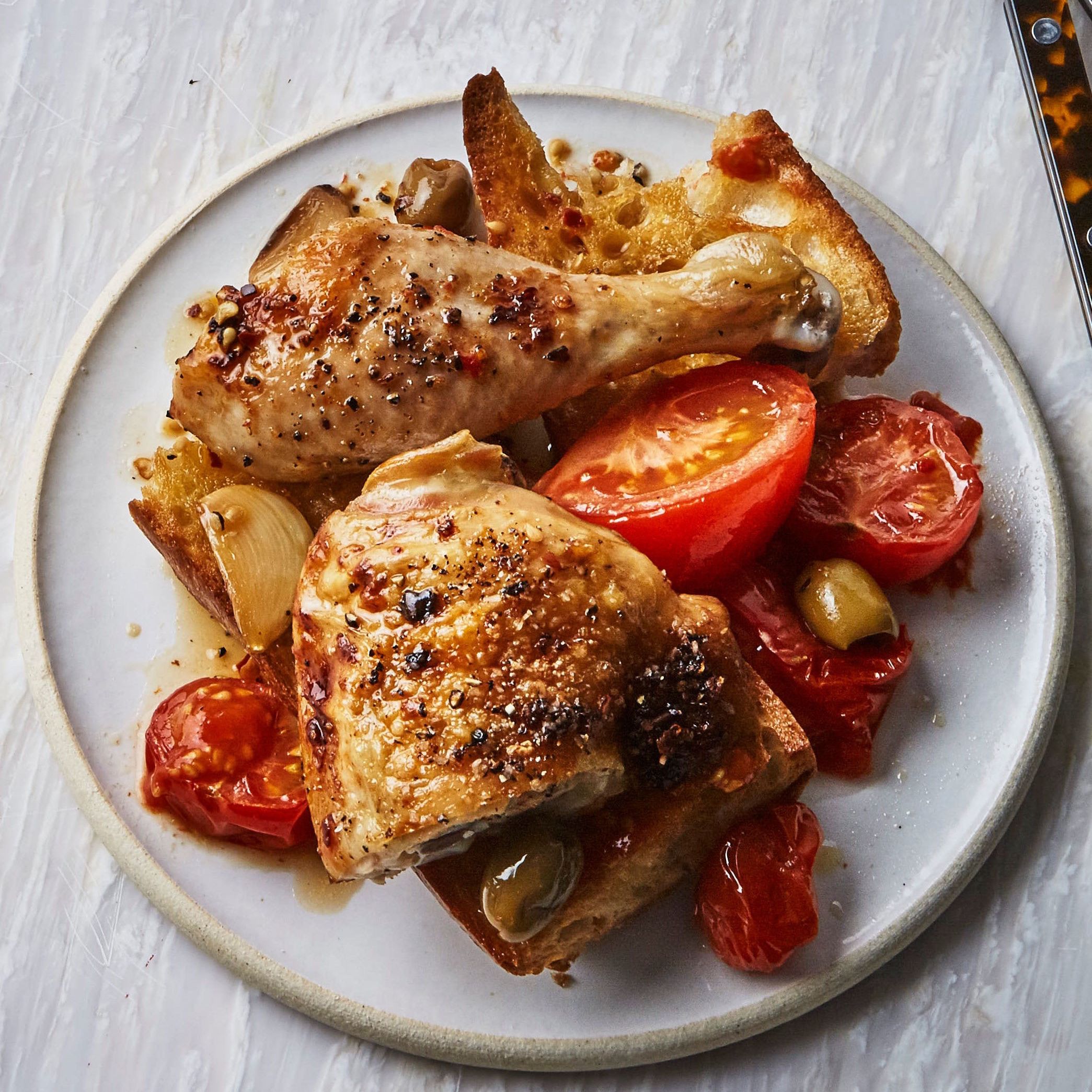 Pan-Roasted Chicken with Spanish Tomato and Olive Salsa