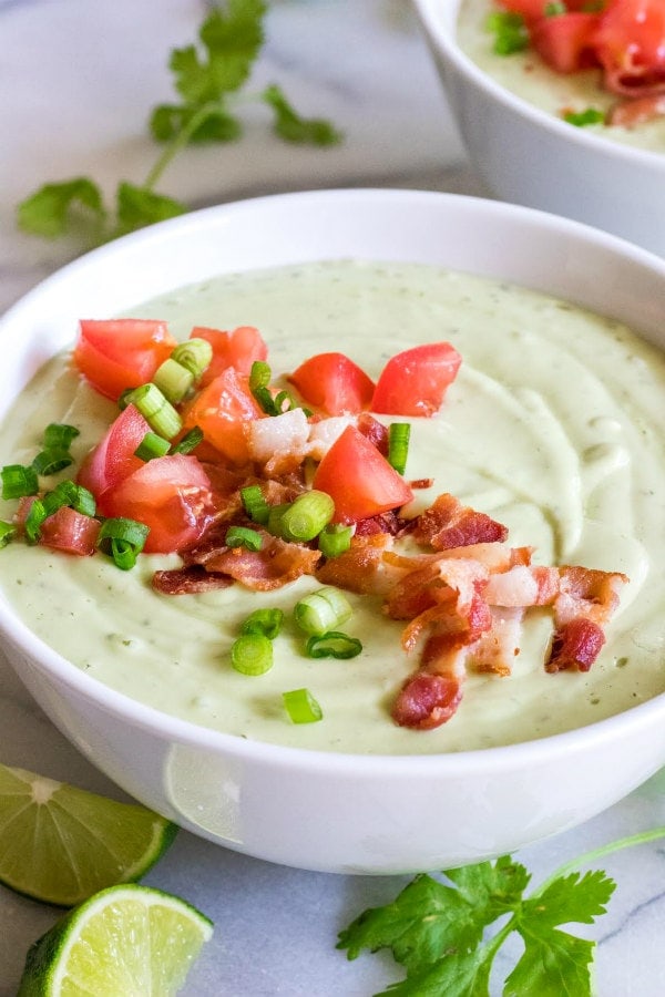 Cold Avocado-Cilantro Soup with Lime and Greek Yogurt