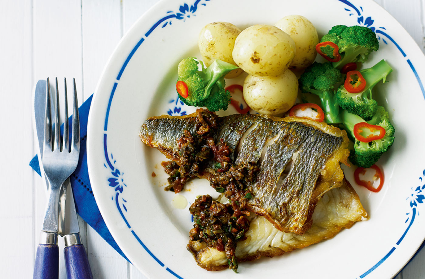Pan-Seared Sea Bream with Olive Oil and Fresh Herbs