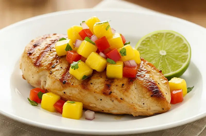 Pan-Seared Caribbean-Spiced Chicken with Mango Salsa