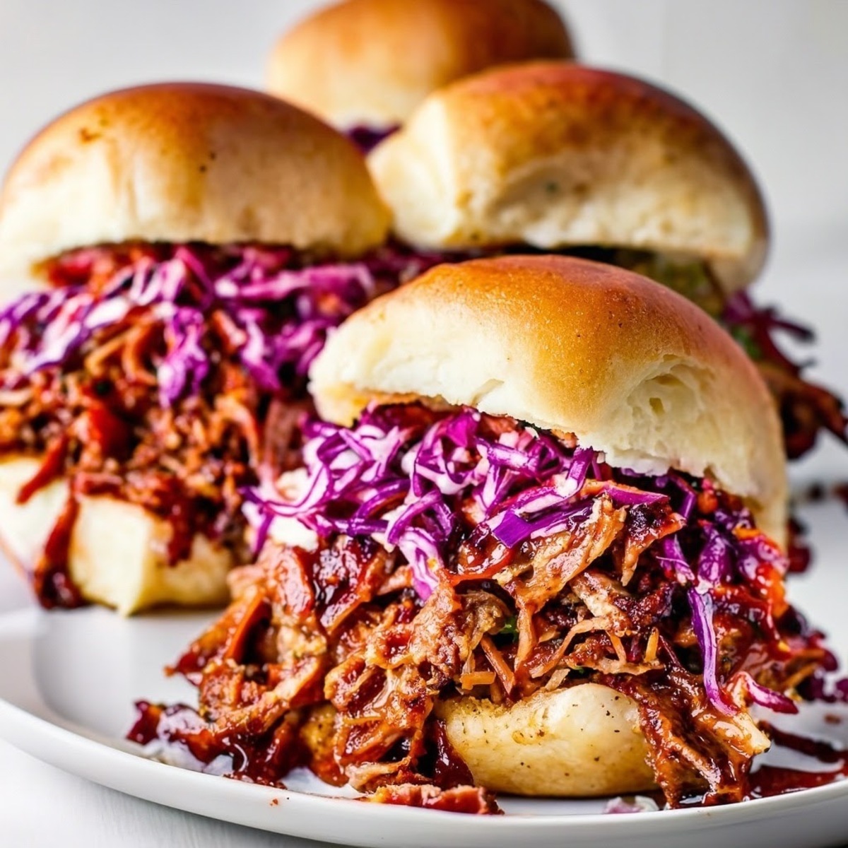 Slow-Cooked Smoky BBQ Pulled Pork Sliders with Tangy Coleslaw