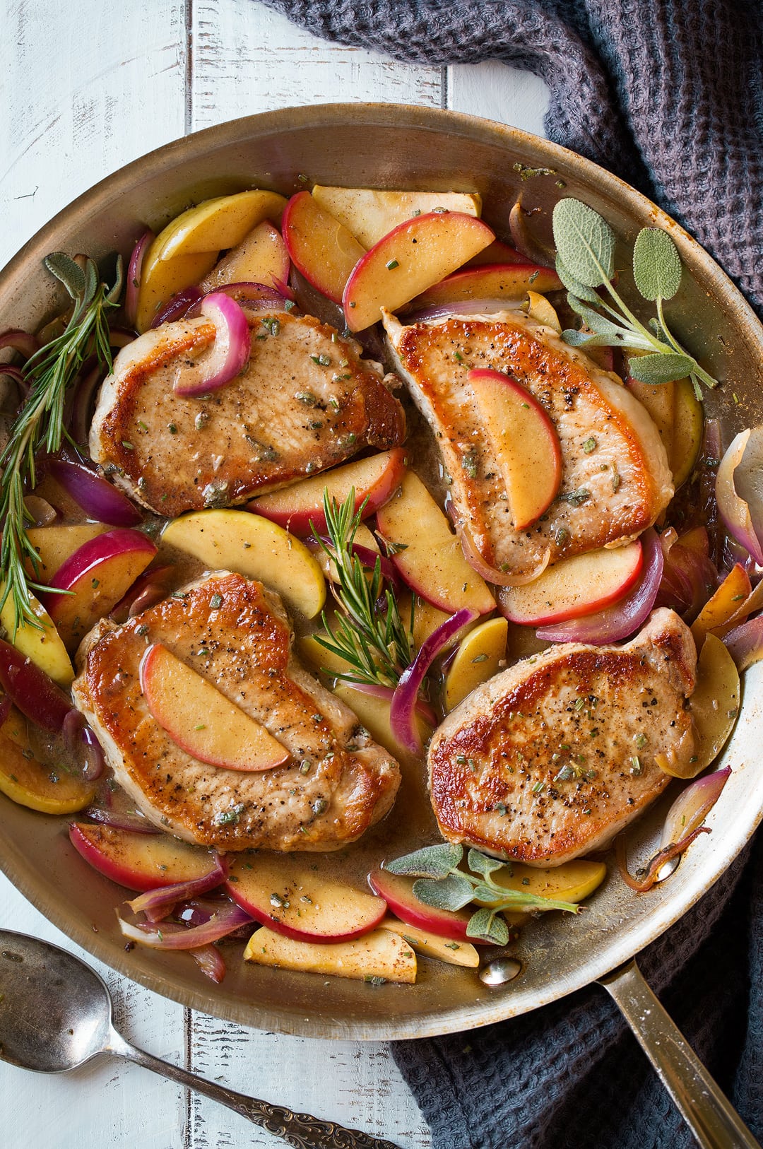 Pan-Seared Pork Chops with Mustard and Apple Cider Sauce
