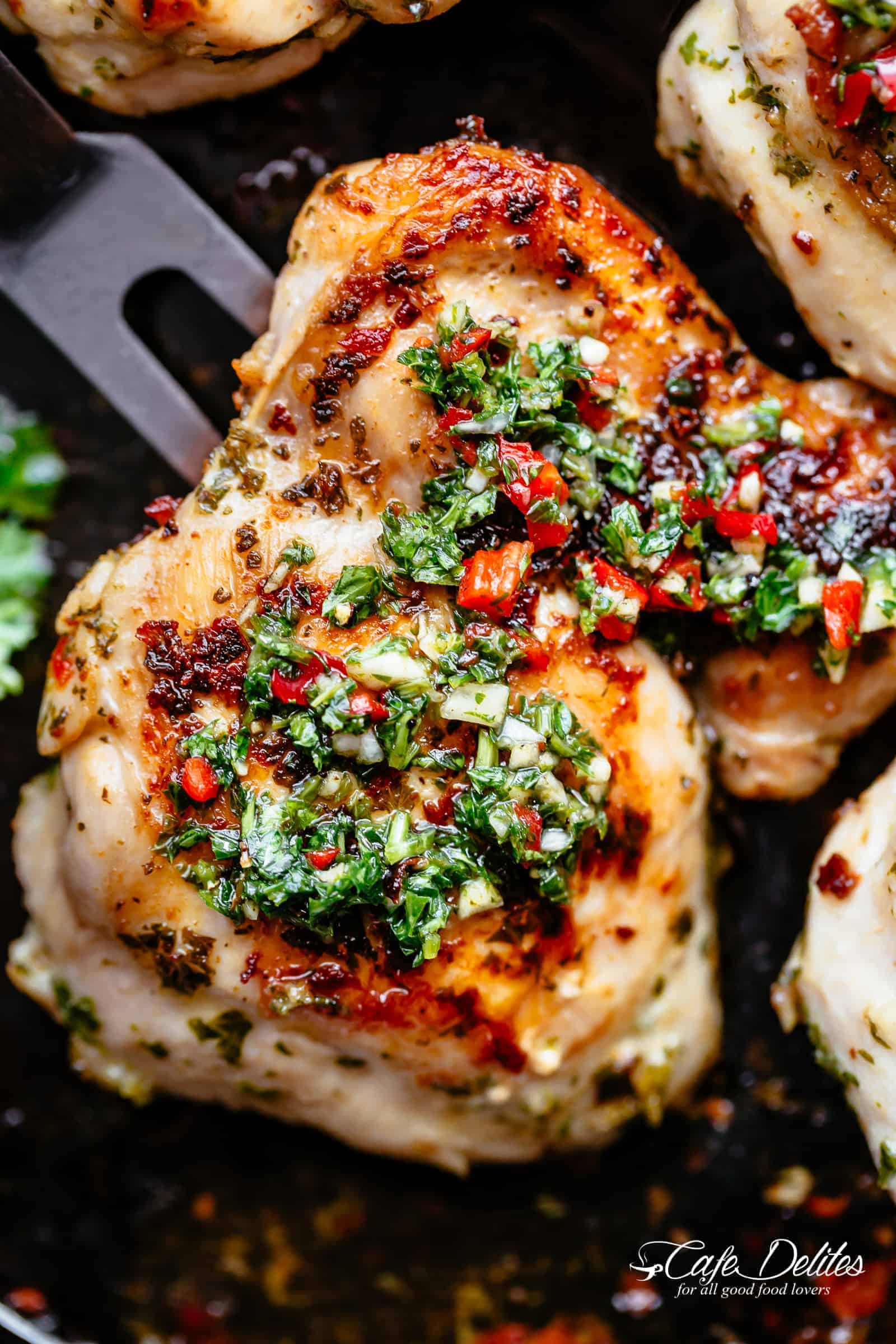 Pan-Seared Chicken with Citrus-Mint Chimichurri