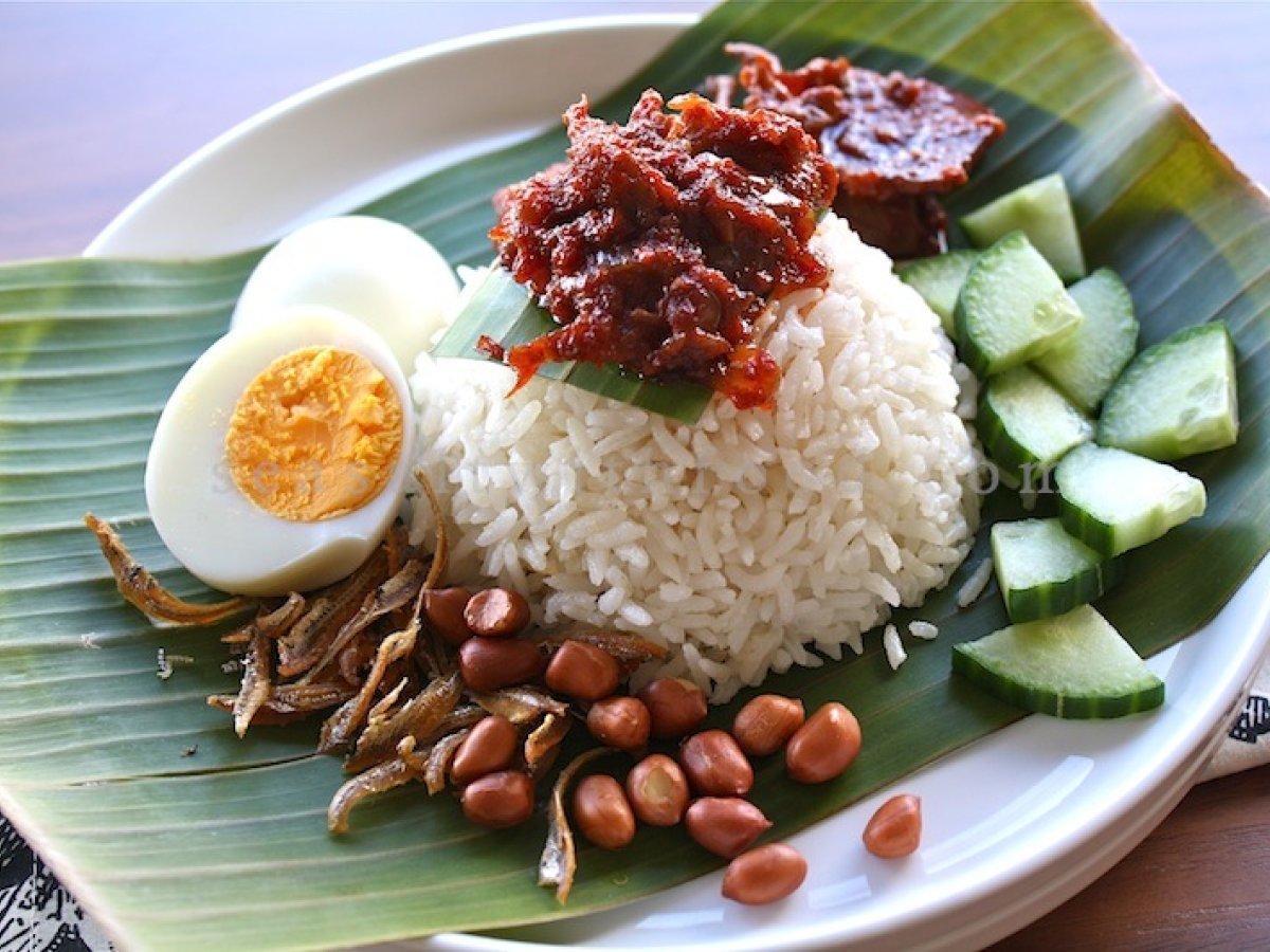 Malaysian-style Nasi Lemak with Spiced Anchovy Sambal