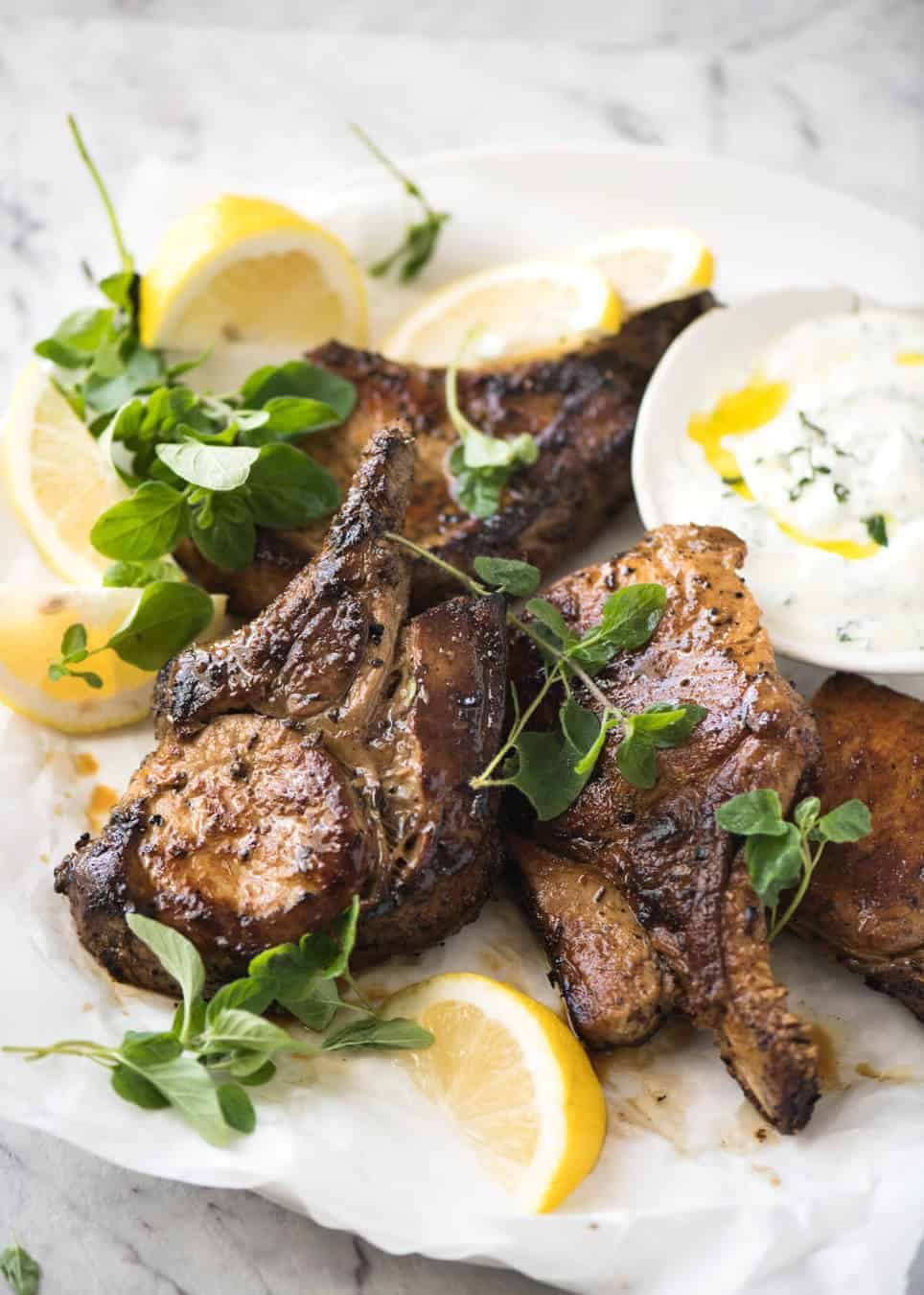 Oven-Roasted Lamb Chops with Greek Lemon-Oregano Marinade