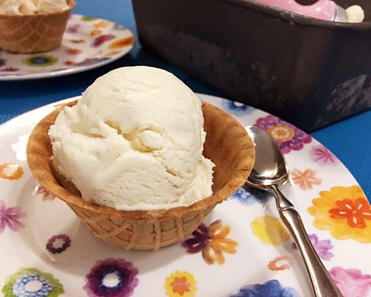 No-Churn Vanilla Bean Ice Cream with Cream and Milk Solids