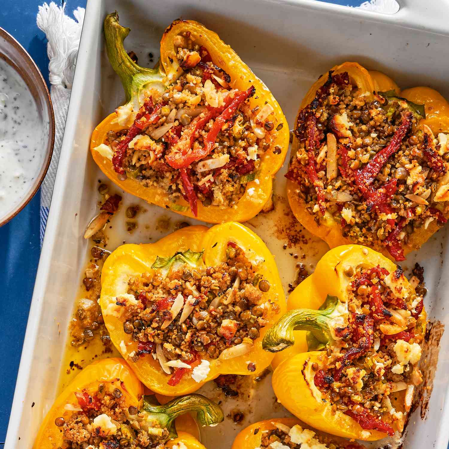Feta-Stuffed Peppers with Herbs and Pine Nuts