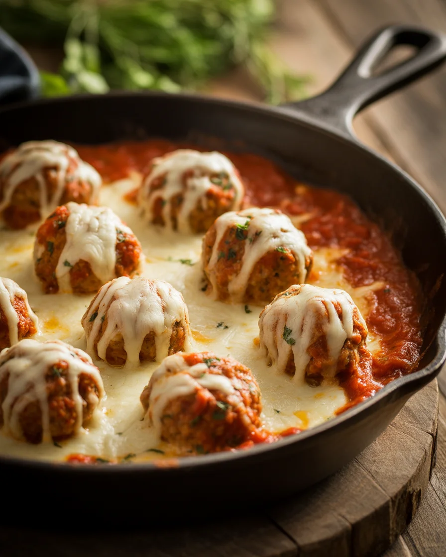 Stovetop Cheesy Turkey Meatball Skillet