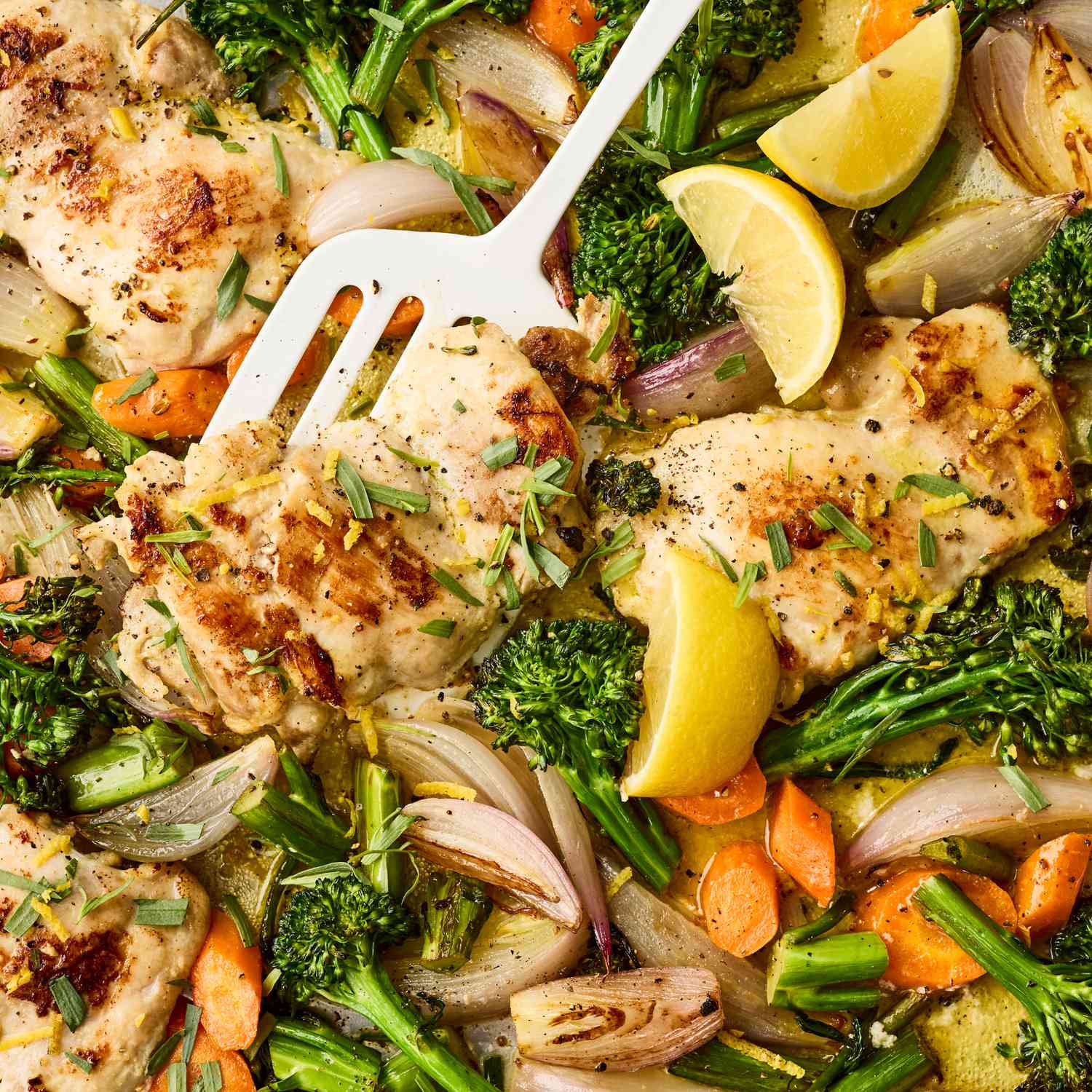 Seared Lemon-Garlic Chicken Thighs with Roasted Broccoli