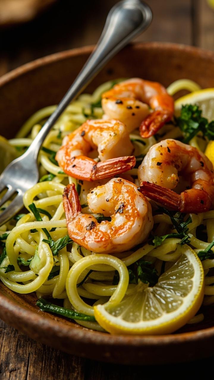 Sautéed Shrimp with Lemon Basil Zucchini Noodles