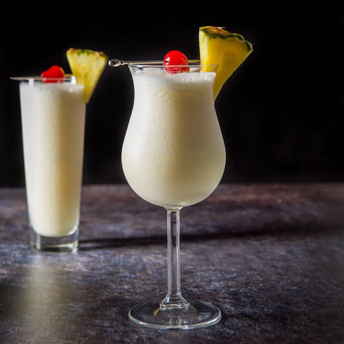 Cognac Colada Frozen Cocktail with Pineapple and Coconut