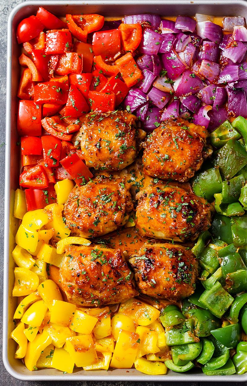 Sheet Pan Honey-Lime Chicken with Bell Peppers and Black Beans